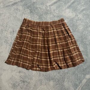 Brown Plaid Schoolgirl Mini Skirt
